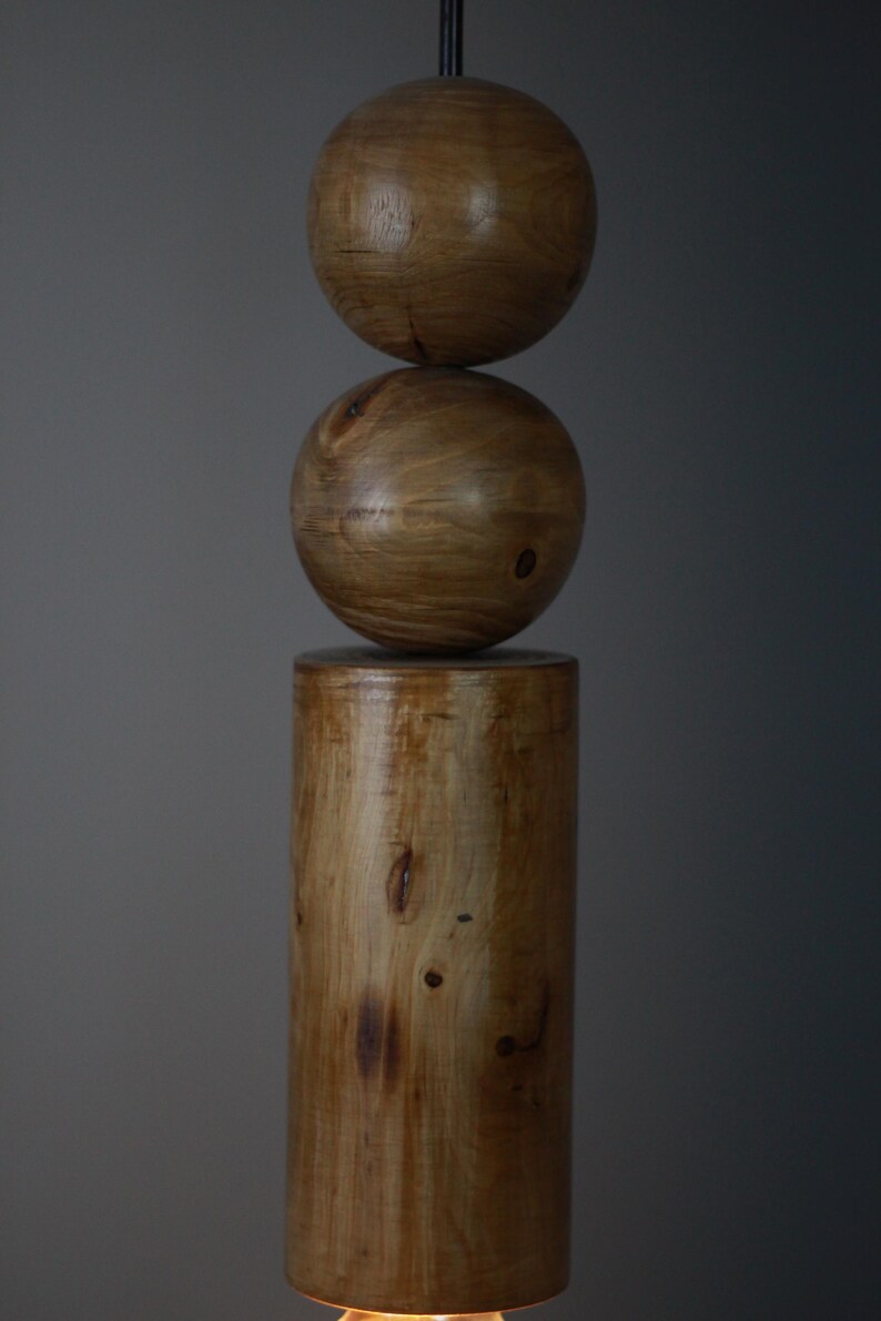 Scandinavian Wooden Pendant Light – Minimal Boho Hanging Lamp – Natural Wood Ceiling Light image 13