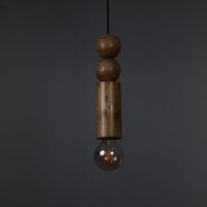Scandinavian Wooden Pendant Light – Minimal Boho Hanging Lamp – Natural Wood Ceiling Light image 9