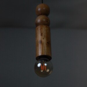 Scandinavian Wooden Pendant Light – Minimal Boho Hanging Lamp – Natural Wood Ceiling Light image 12