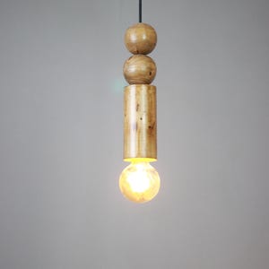 Scandinavian Wooden Pendant Light – Minimal Boho Hanging Lamp – Natural Wood Ceiling Light image 8