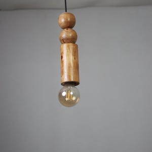 Scandinavian Wooden Pendant Light – Minimal Boho Hanging Lamp – Natural Wood Ceiling Light image 10