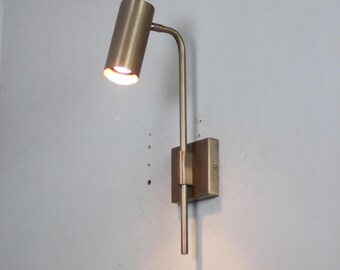 Modern Brass Cylinder Wall Sconce, Minimalist Gold Bathroom Vanity Light Fixture