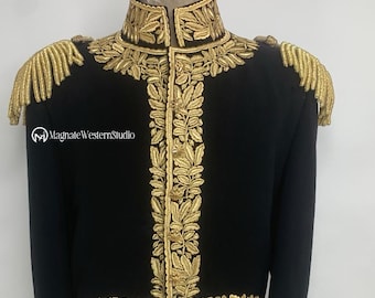 Men Customized French Diplomatic Uniform Jacket  Antique Embroidered Gold Bullion Tailcoat Epaulettes 19th Century Style Ceremonial Coat