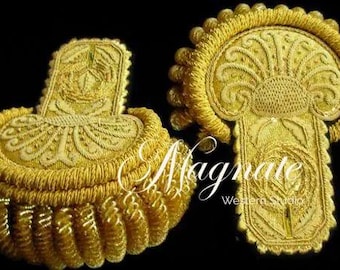 Customized Unisex Gold Bullion Shoulder Epaulette With Fringe Embroidered Tassel Shoulder Board For Navy Army Military Uniform