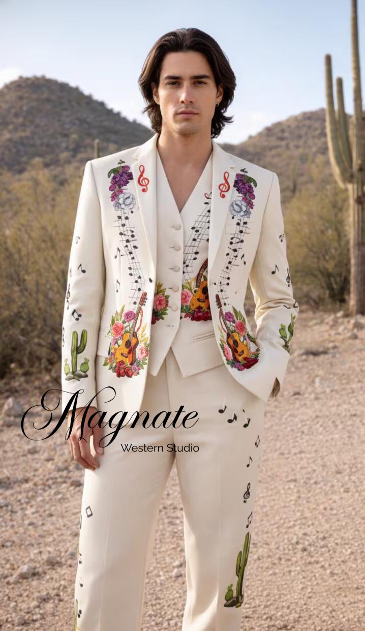 Ivory Rythm Theme Premium Ivory Mariachi-inspired Embroidered Suit - Custom Musical Theme ...