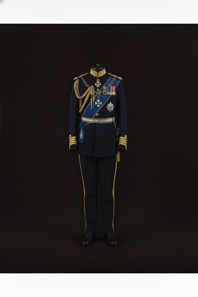 Royal Ceremonial Military Dress Uniform | Navy Parade Formal Suit with Sash & Gold Trim