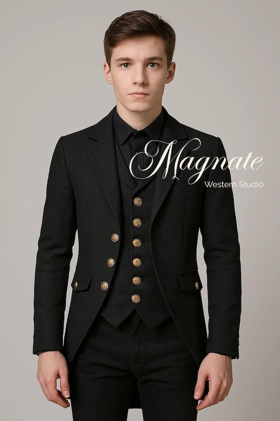 Customised Men Victorian Tailcoat Tuxedo Gothic Steampunk Formal Frock Coat Baroque Theatrical Tailcoat French nobleman Venetian Renaissance