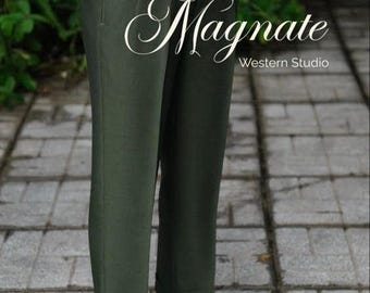 Pantalones de lana verde oliva de cintura alta estilo vintage para hombre, pantalones clásicos a medida con solapas laterales, botones y dobladillo vuelto, ropa informal de negocios para boda.