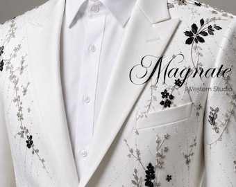 Luxury Embroidered Men's Suit | Handmade Floral Beaded Wedding Suit | Couture Groom Tuxedo | Designer Reception Suit | Custom Formal Wear