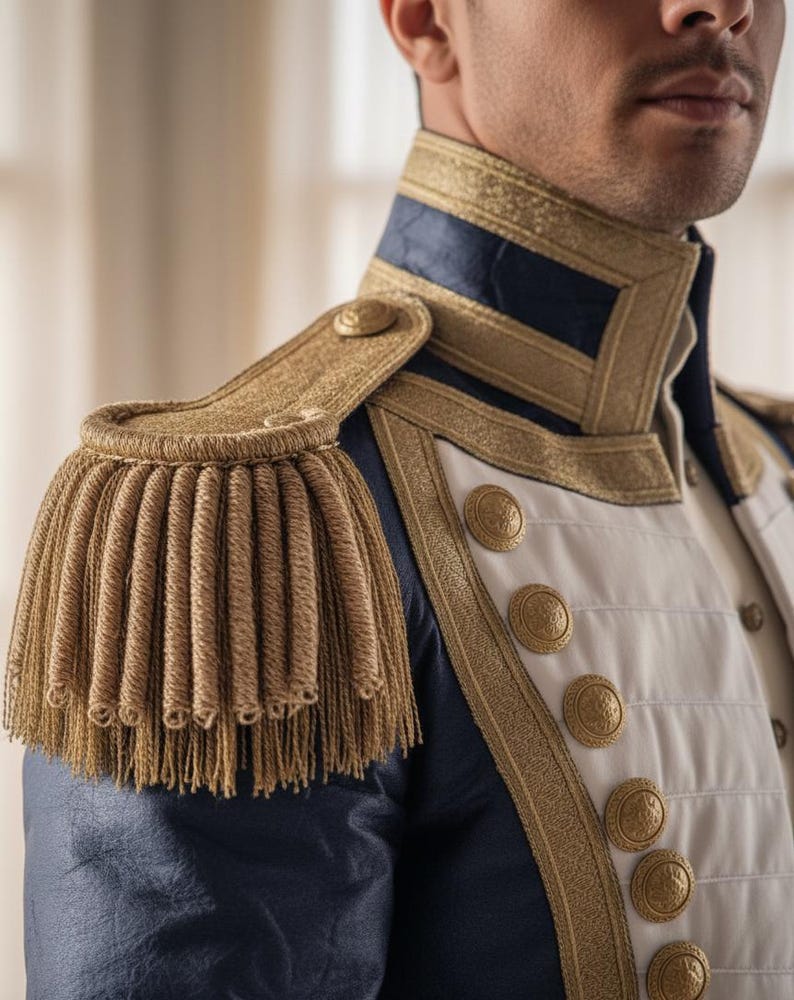Adult Men Military Cosplay Costume Colonial Uniform Red Vest Navy Blue Jacket