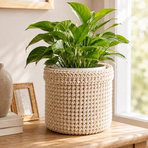 Plant Basket Crochet Pattern PDF Beginner Plant Holder Digital Download