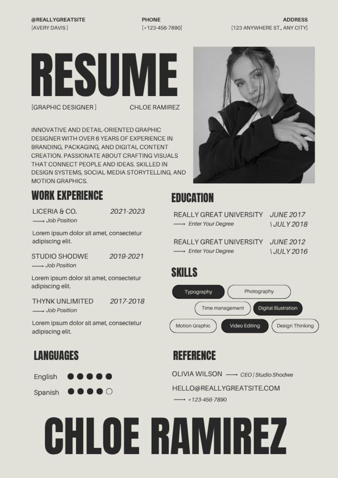 Professional Resume Template Canva | Clean CV Design | ATS Friendly ...