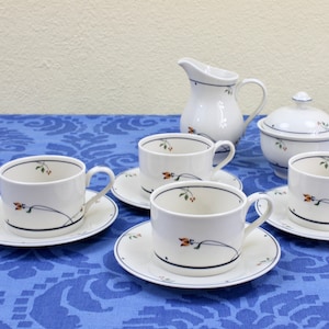 Vintage Gorham China Tea Cup Set for 4, Town & Country Ariana Pattern