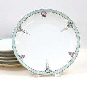 French Limoges Plate Set for 6, Art Deco Plates, Tea Party Plates, Luncheon Plate Set, Limoges, France, c1920s, Vintage China Plates image 2