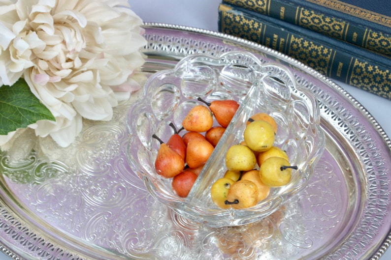 Divided Glass Bowl Candy Bowl Condiment Bowl Nut Bowl Etsy