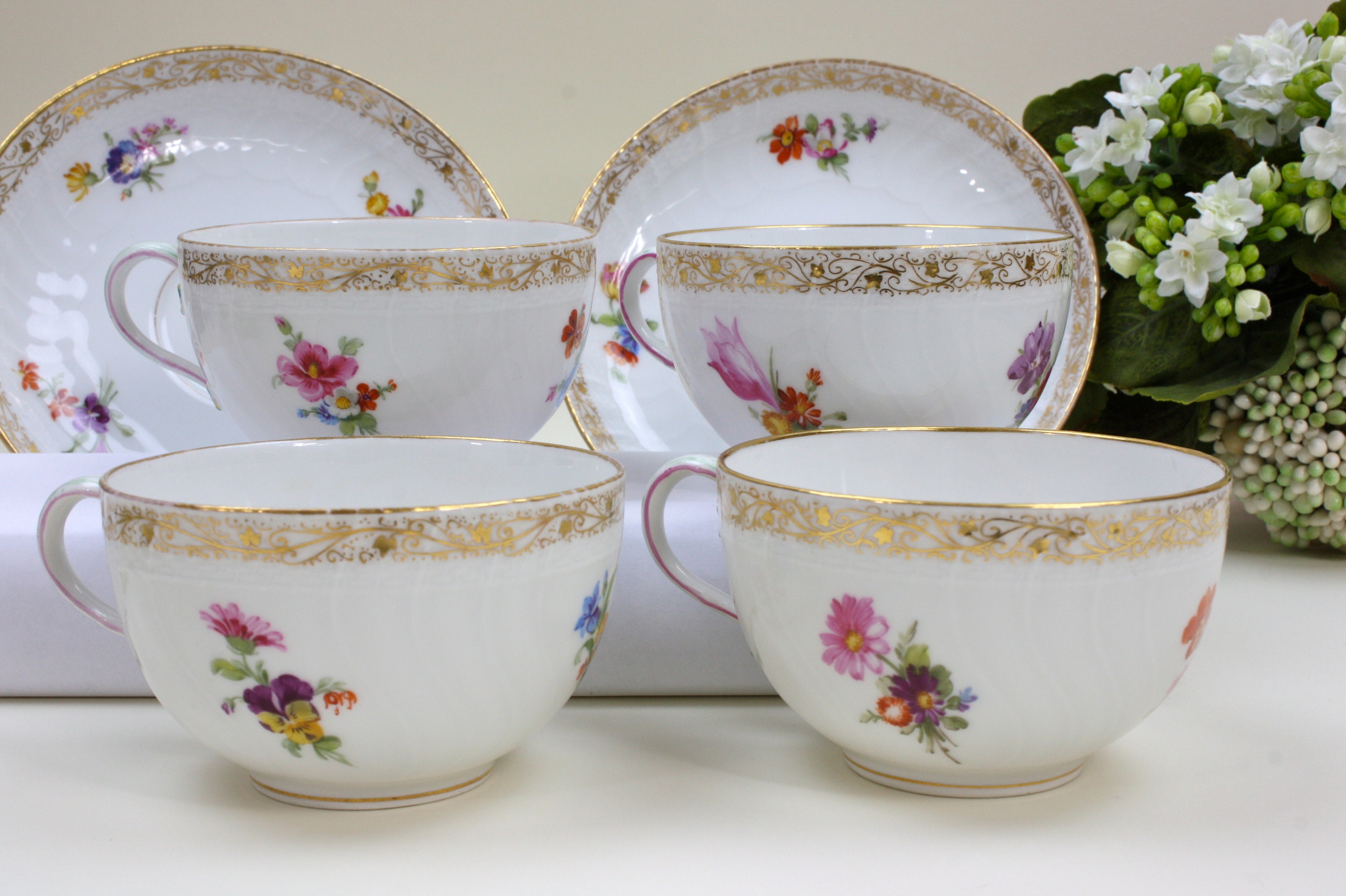 KPM Porcelain Tea Set for 4 KPM Berlin Tea Cups & Saucers Etsy