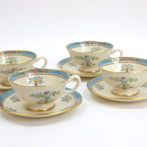 Tea Cups and Saucers for 4, Tea Cup Set, Vintage Lenox China Set, Tea Cups and Saucer Set, 22 Kt. Gold Trim, c1974, Vintage Tea Party image 8