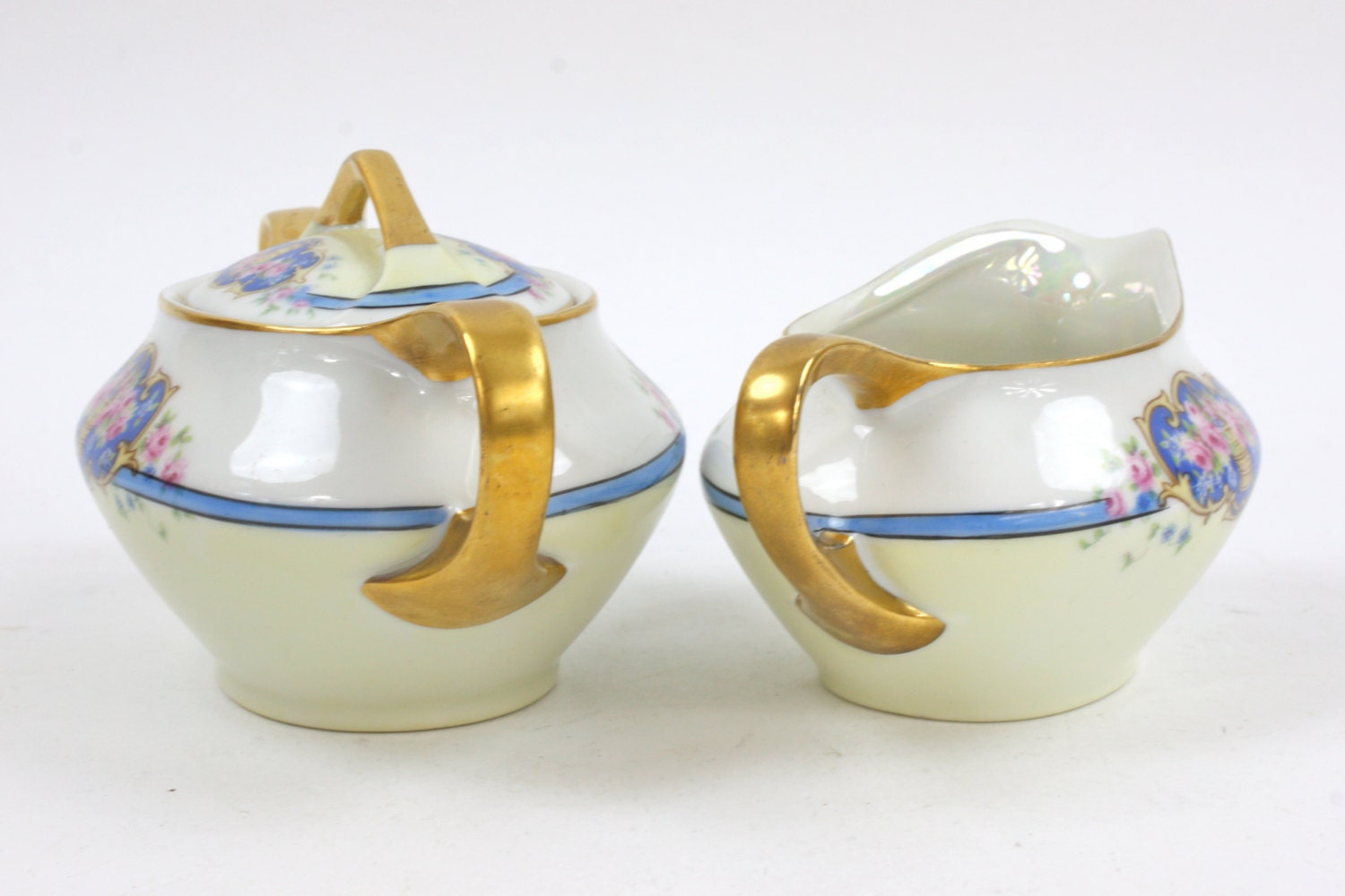 Sugar and Creamer Set Art Deco Creamer & Sugar Fine Bone Etsy