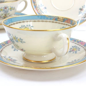 Tea Cups and Saucers for 4, Tea Cup Set, Vintage Lenox China Set, Tea Cups and Saucer Set, 22 Kt. Gold Trim, c1974, Vintage Tea Party image 5