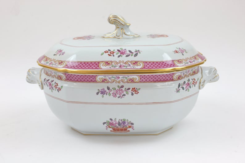 English Soup Tureen, Holiday Tureen, Large Size Serving Tureen, Fine Porcelain Tureen, Spode of England, c1960s, Vintage China & Ceramics image 5