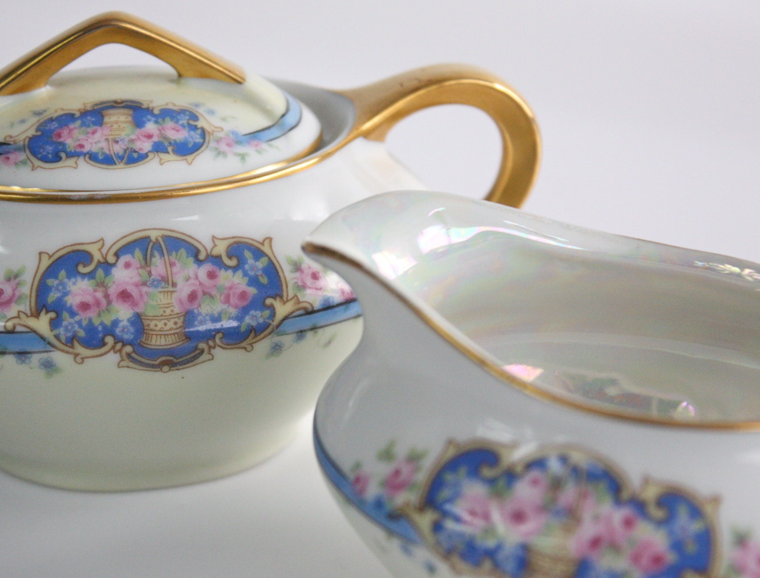 Sugar and Creamer Set Art Deco Creamer & Sugar Fine Bone Etsy