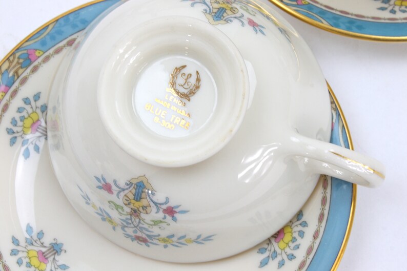 Tea Cups and Saucers for 4, Tea Cup Set, Vintage Lenox China Set, Tea Cups and Saucer Set, 22 Kt. Gold Trim, c1974, Vintage Tea Party image 9
