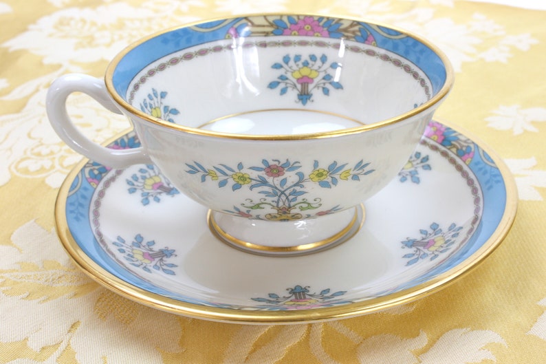 Tea Cups and Saucers for 4, Tea Cup Set, Vintage Lenox China Set, Tea Cups and Saucer Set, 22 Kt. Gold Trim, c1974, Vintage Tea Party image 1