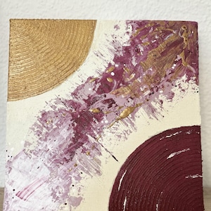 Textured picture on canvas - Pink / Gold - 30x30 picture with texture paste