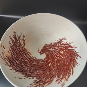 Phoenix bowl (large, carved, handmade bowl)