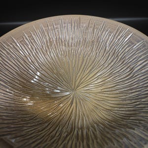 Large carved handmade bowl, glazed on the inside, unglazed on the outside