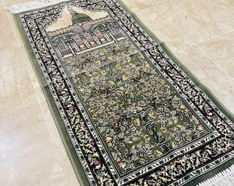 Tamaño de viaje Alfombra de oración Medina 48 × 100 cm / Islamischer Gebetsteppich / Envío rápido / Niños y viajes