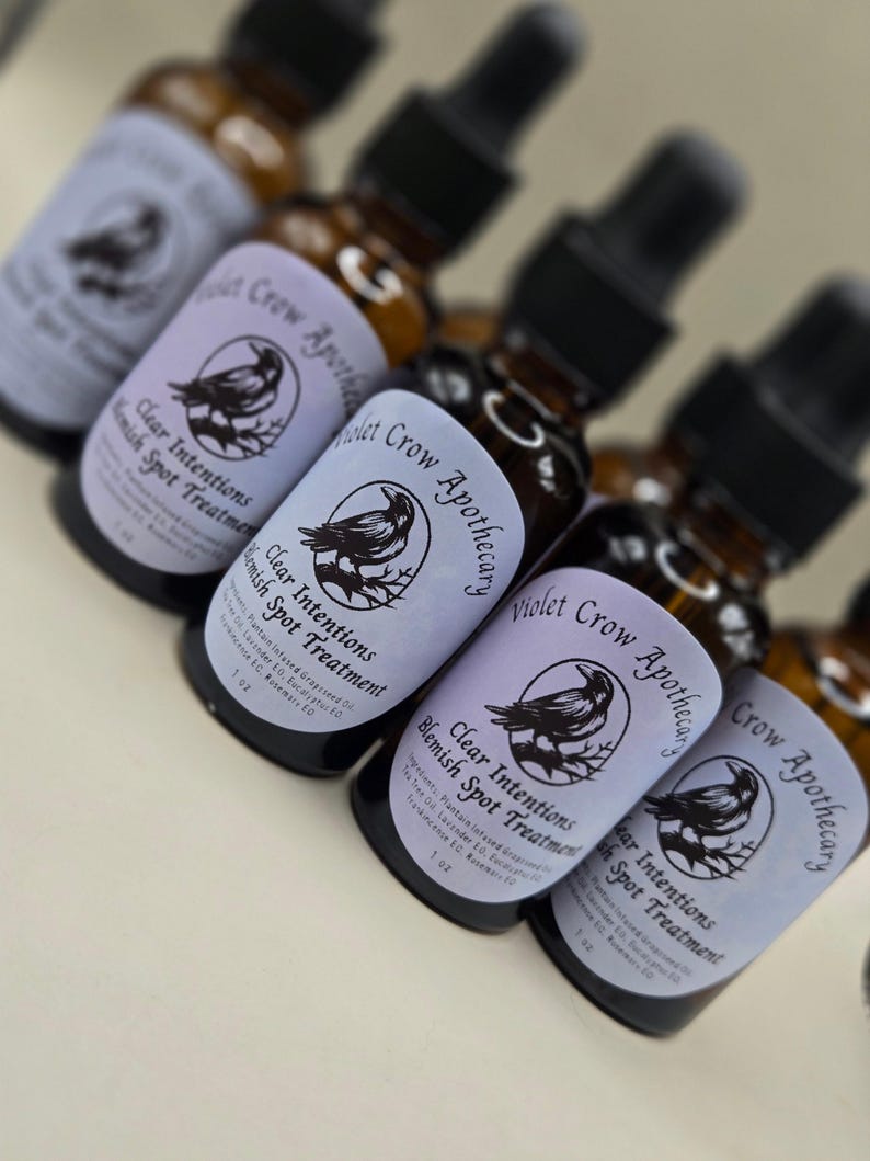Clear Intentions Blemish Spot Treatment, Herbal Face Oil, Natural Skincare, Apothecary Skin Care, Targeted Spot Oil