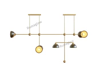 Mid Century Sputnik Chandelier: Brass 7 dome-Light Stilnovo Style pendant light brass chandeliers