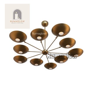 Mid-Century Modern Sputnik Chandelier: Brass 10-Light Ceiling Lamp pendant brass chandeliers