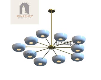 Mid-Century Modern Sputnik Chandelier: Brass 10-Light Ceiling Lamp