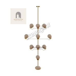 Mid-Century Modern Sputnik Chandelier: 17-Light Brass Globe Pendant