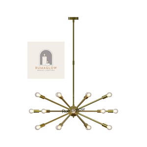Handmade Brass Sputnik Chandelier: Mid-Century Modern Starburst Light