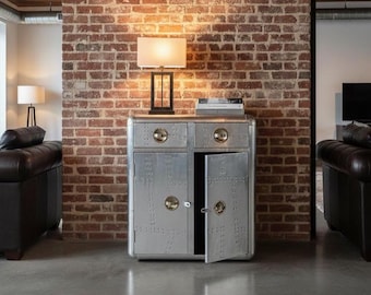 Handmade Aviator Sideboard | Riveted Aluminum Industrial Cabinet