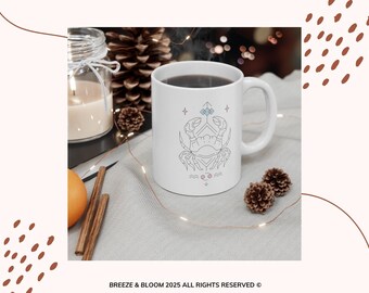 Krebs Sternzeichen Becher - Himmlische Astrologie Geschenk für Sie - Minimalistische 11 Unzen Keramik Kaffeetasse - Krebs Geburtstagsgeschenk - Spirituelles Geschenk für Bestie