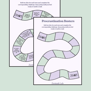 ADHD Spiel zum Ausdrucken | Procrastination Busters | Spaß Motivations-Tracker | Zentask Lab Mentale Gesundheit Arbeitsblatt | Sofort Download