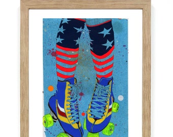 A4 Signed Print - Retro Roller Skates