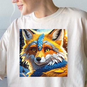 Colorful Cute Red Fox Shirt for Animal Lovers, Cute Fox Graphic Tshirt, Fox Tshirt for Her, Gift for Fox Lover, Animal Lover Shirt for Women