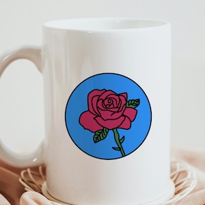 Tasse fleur de naissance de juin – Rose | Cadeau romantique pour elle | Mug fleur de naissance pour chaque mois, Mug personnalisé | Cadeau personnalisé