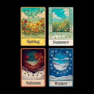 Four Seasons Art Print Set: Spring, Summer, Autumn, Winter (Digital Download)