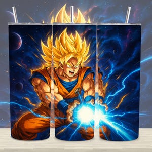 Goku Dragon Ball Z Tumbler Wrap: Anime DBZ Sublimation Design (PNG Digital Download)