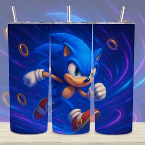 3D Sonic 20oz Skinny Tumbler Wrap PNG | Sublimation Design for Gamers | Sonic PNG Tumbler Wrap | Video Game Cup | Cricut Printable