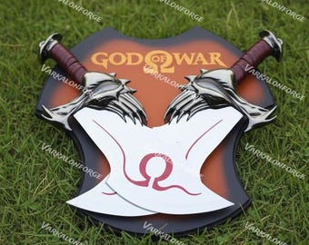 Kratos God of War Blades of Chaos: Metal Replica Twin Blades With Wall Planque