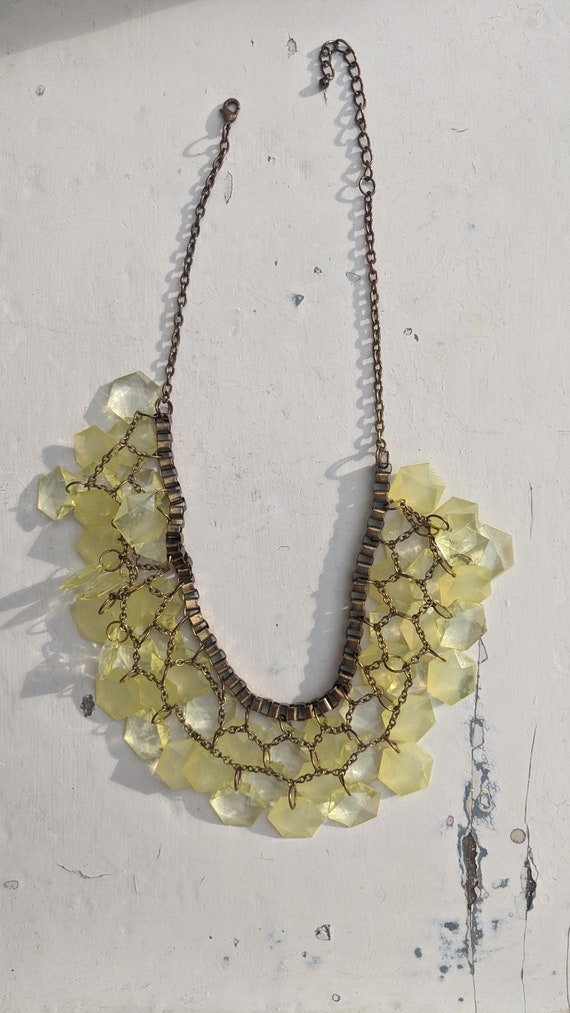 Vintage 1970S Brass Lucite Bookchain Chartreuse S… - image 10