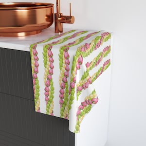 Rose Botanical Hand Towel, Floral Kitchen Towel, Decorative Bathroom Towel, Gift for Gardeners, Eco-Friendly Home Decor