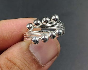 Silver Ball Ring / Ball Silver Ring / Cage Ring Size 6, 7, 8, 9